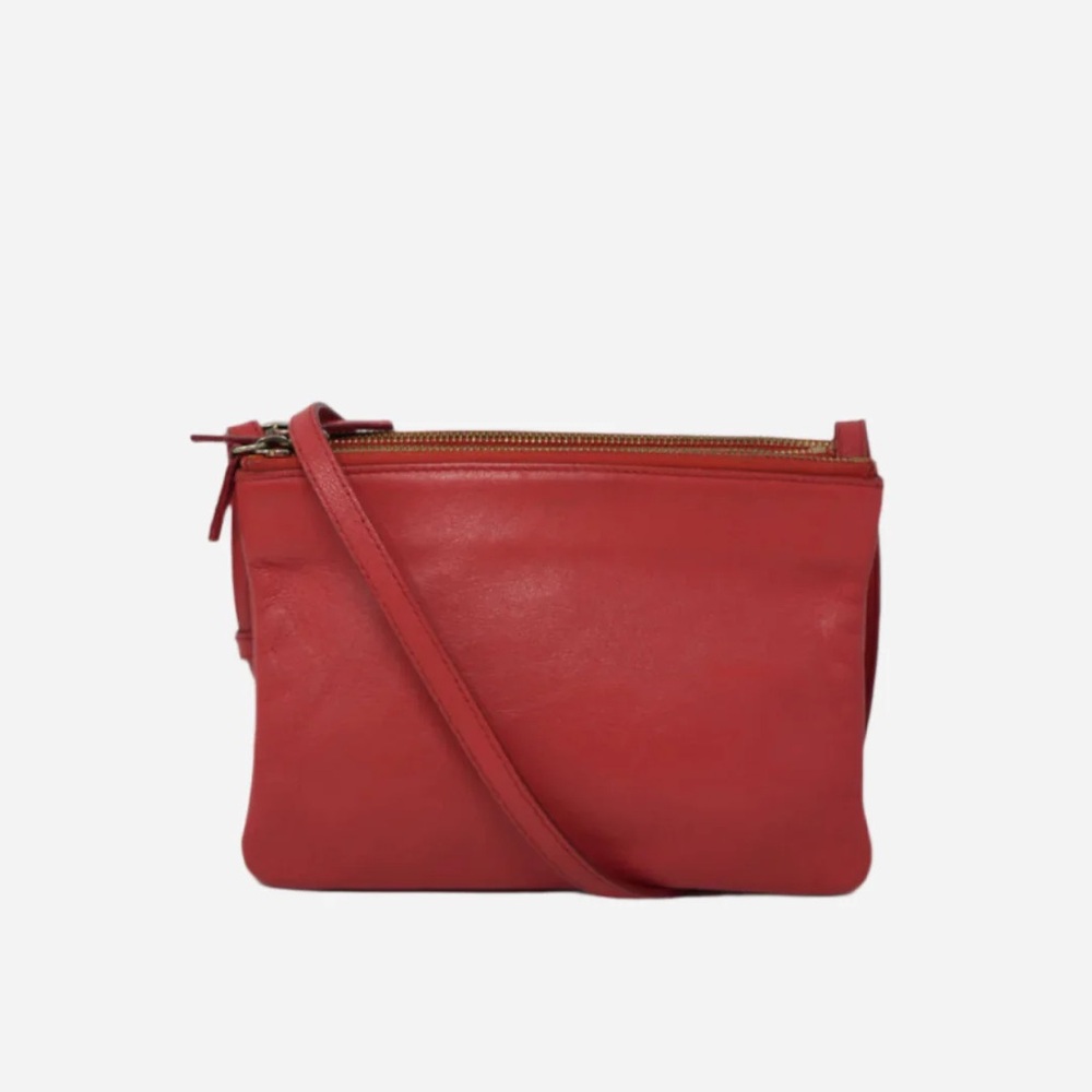 Celine Red Trio Leather Crossbody Color Refurnished